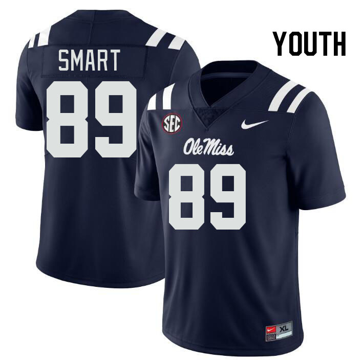 Youth #89 Jordan Smart Ole Miss Rebels College Football Jerseys Stitched-Navy